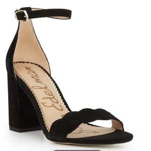 Odila Ankle Strap Sandal size 7.5 wide black suede